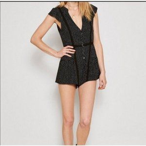 Women's Amuse Society Black & White Polkadot Button Romper Size Small